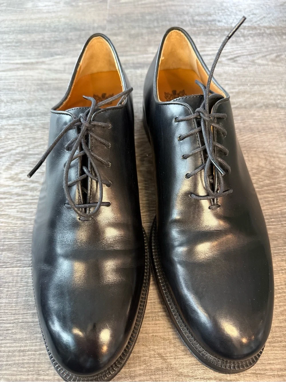 Cole Haan Black Leather Plain-Toe Derby Dress Shoes